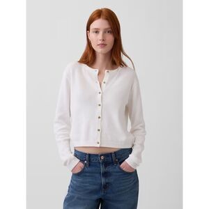 Nwt GAP White 100% White Cotton Relaxed Button Up Cardigan Sweater Size M